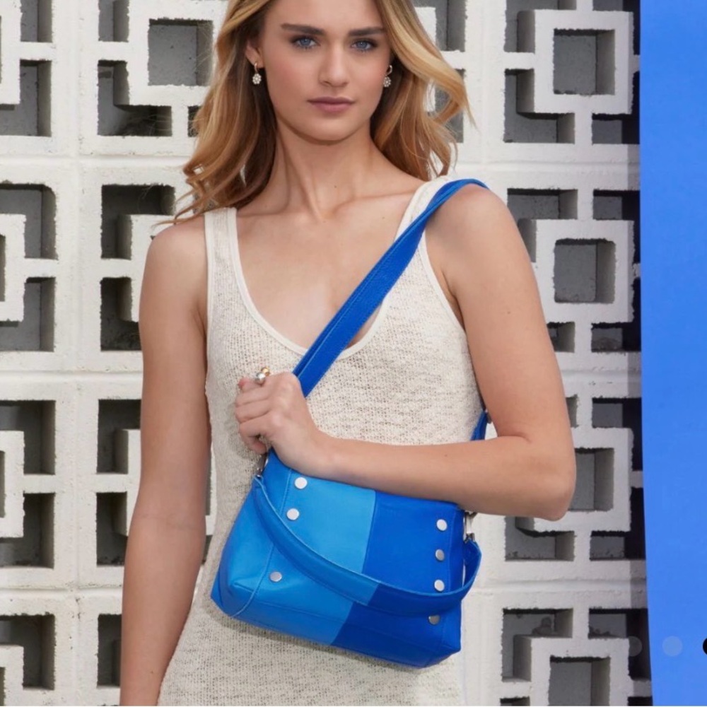 RARE: Hammitt Medium Bryant Two-Tone Blue oasis Shoulder Bag cross body purse - Picture 3 of 9